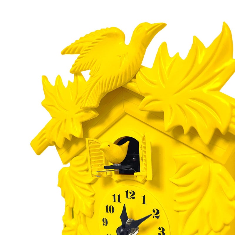WALPLUS Chiming Cookoo Clock Bird Flapping Cuckoo Clocks Volume Adjustable Coo Coo Clocks Wall Decoration Battery Operated Pendulum Cuckoo Clock Classic Yellow for Home Living Room Office - Image 3